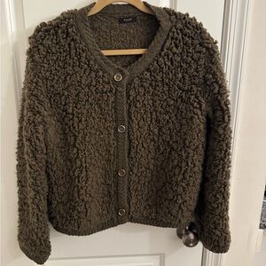 Massimo Dutti Textured Brown Knit Sweater